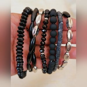 Black & Silver Bracelet Set